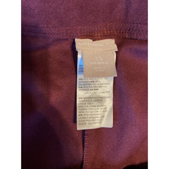 Chicos WomensTunic Leisure Suit Medium/Large Faux Suede Burgundy Stretch Preppy - Picture 6 of 16